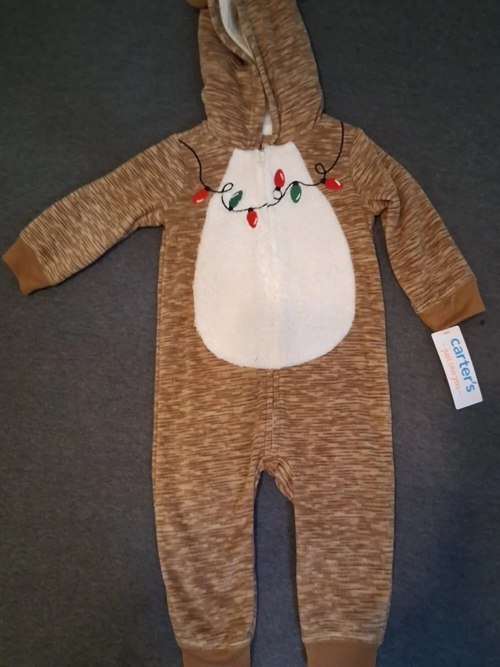 Carters infant one piece size 12 months brown and white
